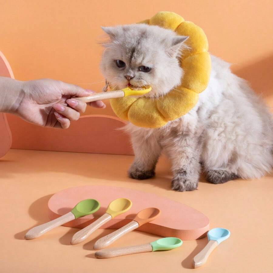 宠物猫罐头食品勺，木柄硅胶幼猫湿粮喂食勺，材质