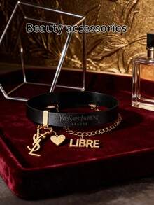 Yves Saint Laurent YSL 女士黑金项链手链二合一首饰套装