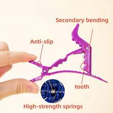5个专业鳄鱼夹，适用于拉直、修剪和染色头发，适合沙龙、家庭使用和DIY美发造型。防滑发夹配件，适合作为女性/女孩的节日礼物和美发造型工具。 - 彩色 - 查看 3