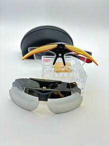 1 par de gafas de caballero ,lente de sobrepuesto con tres micas lente - Negro - Ver 6