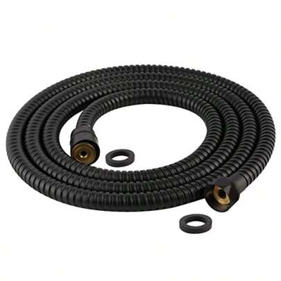 Manguera de ducha de metal completo de 90 pulgadas, manguera de ducha extra larga de acero inoxidable de repuesto, antitorsión, flexible, extensión de manguera de cabezal de ducha de mano de baño con inserto y tuerca de latón en color negro mate