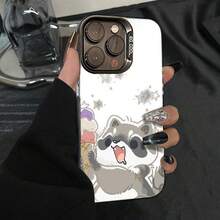 Funda de teléfono con diseño de dibujo animado de mapache kawaii para 17 16 15 14 13 12 11 PRO PLUS MAX # YGCYKHX1 traducido al español: YGCYKHX1 - Negro reflectante 6 - Ver 5