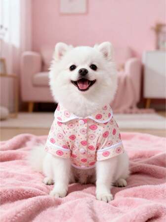 1 st mjuka och söta hund-/kattkläder, bekväma randiga/prickiga/tecknade hunduttrycksdesign, vardagliga hemkläder, lämpliga för hundar/katter på vår, sommar, höst och vinter