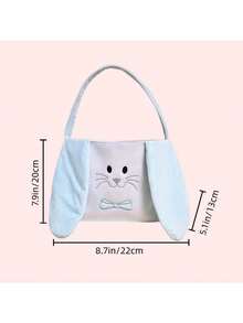 1pc Customized Name Printed Easter Decoration Cute Rabbit Ear Handbag, Plush Rabbit Easter Egg Storage Basket, Holiday Atmosphere Prop, Home Organizer Small Basket - Multicolor - View 2