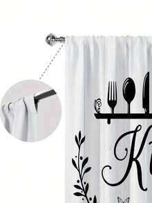 2pcs Vintage Fork Spoon Printed Kitchen Window Curtain,Without Holes Curtain,Short Curtains,Refer To Bedroom Office Kitchen Living Room Study Home Decor - Multicolor - View 6