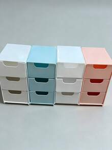 三层桌面收纳盒，带抽屉 - 非常适合存放办公用品、珠宝和化妆品 - 便携式隔层收纳盒（4.92 英寸 x 8.7 英寸 x 2.99 英寸） - 彩色 - 查看 11