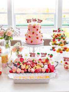20pcs Berry Theme 1st Birthday Party Decorations, Sweet Strawberry Cake Decor, Shiny Delicate Berries, Suitable For Baby's 1st Birthday Cake Decor, Baby Shower, 1st Birthday, Toddler's 1st Anniversary, Anniversary Celebration - Multicolor - View 3