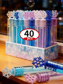 40支雪花泡泡棒，无需加水，冬季主题设计，适合作为礼物、活动、派对礼品（4种随机颜色） - 彩色 - 查看 9