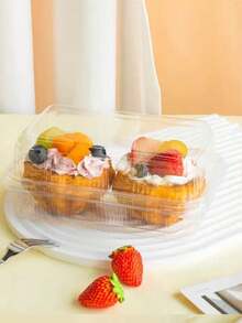 2pcs/Set Commercial Baking Fruit Tart Boxes, Sunflower Edge Tart Boxes, 10pcs - Transparent - View 4