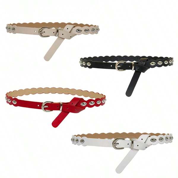 1pc Punk Style Studded Denim Belt, Fashion Street Wear