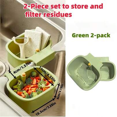Sink Strainer, Automatic Cleaning Kitchen And Bathroom Sink Drain Filter, Push-Style Sink Strainer Basket - Automatic Food Waste Drain Basket With Removable Bottom, Multifunctional Hanging Sink Strainer, Non-Slip Plastic Drain Basket, Adjustable Wet And Dry Separation Filter For RV Outdoor, Sink Drain Filter
