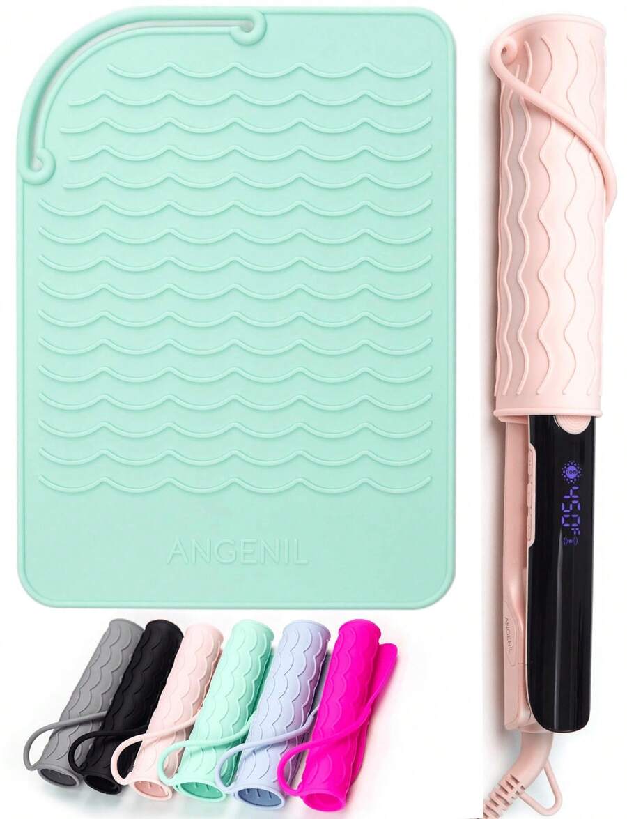 1Pc Portable Silicone Heat-Resistant Mat, Straightener Heat-Resistant Mat, Curling Iron Heat-Resistant Mat, Non-Slip Heat-Resistant Mat, Travel Styling Tool, Suitable For Travel Dressing Table, Travel Hair Styling Tool Storage Box - Heat-Resistant Mat, Straightener Pad, Curling Iron Cover, Multiple Colors Available - Green - View 1