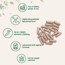 Liposomal NAD+ Ultimate,1000 Mg,10 IN 1 ADVANCED FORMULA,Gluten Free,Dietary Supplement,60 Capsules - Default - View 2
