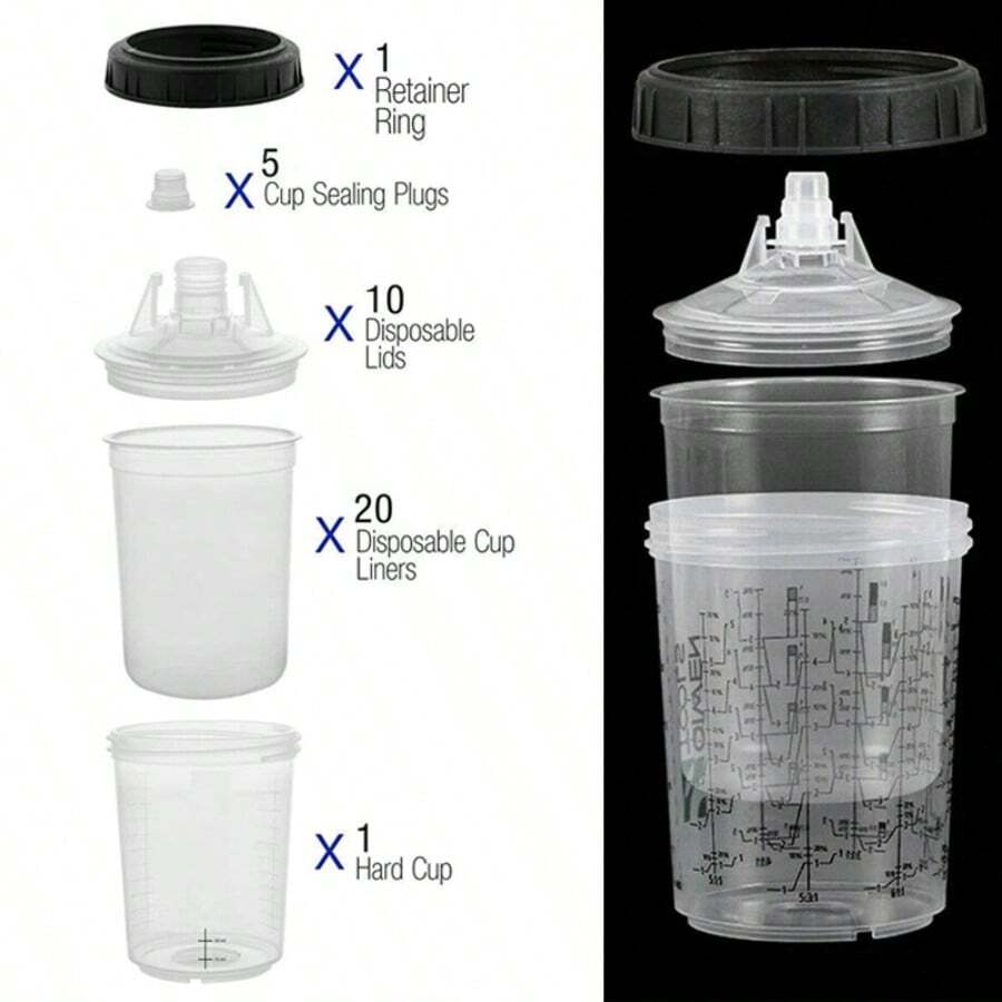 400ml Disposable Paint Spray Gun Cup Liner And Lids System Auto Supplies - A - View 1
