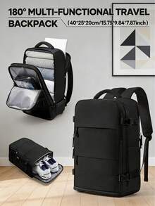 Cute Travel Notebook Backpack, A Spacious Multi-Pocket Backpack, Perfect For Business Trips, Weekend Getaways, And Plane Luggage-Black - Black - View 4
