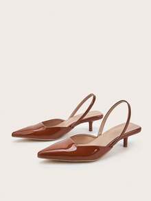 Giày cao gót nữ thời trang mới năm 2024 với quai hậu thanh lịch (phần trên cắt không đối xứng) - màu nâu - Xem 5