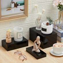 Self-Service Food Riser Set, Acrylic Display Rack, Hollow Bottom Design, Ideal For Buffet Tables, Dessert Displays, Jewelry Shows - Black - View 6