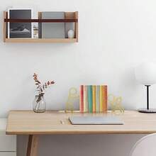 Bookends Decorative Metal Unique Office Desk Bookends Cute Book Ends Reading Decor Bookshelf Decor For Office School Library Bedroom Book Lovers Gift - 金色 - 查看 5