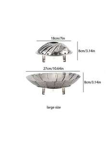 1pc Stainless Steel Large Capacity Versatile Steamer, For Steaming Vegetables - Silver - View 11