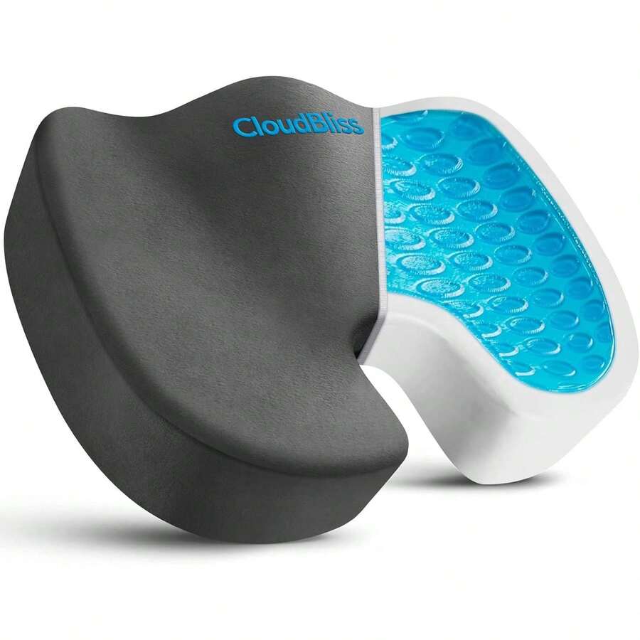 Quality Assurance CloudBliss Gel Cushion - Cooling Gel Enhanced Foam Ergonomic Cushion Long Sitting Office, Gaming, Car, Automotive, Airplane (Large, Black) XA0C - 灰色 - 查看 1