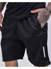 K054 Men's Bermuda Shorts With Reflective Stripe - 黑色 - 查看 2