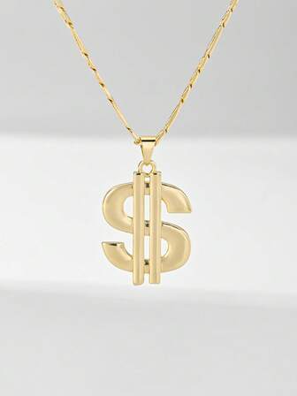 1件经典欧美风格铜质嘻哈美元吊坠项链，适合作为圣诞节、感恩节、万圣节、母亲节、情人节、送给朋友、圣餐礼、日常佩戴、祈祷的礼物。