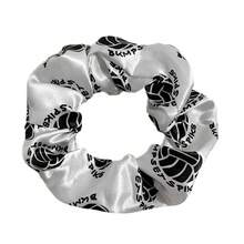 Satin Scrunchie Football Basketball Print Ponytail Hair Tie Fashion Hair Flower Elastic Band - Hình tròn màu trắng có chữ "soccer" (bóng đá) - Xem 12