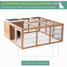 Poulailler pour lapin en bois, cage pour lapin résistante au froid avec toit pliable, parc extérieur 123X120X52 cm, enclos pour petits animaux, lapins, cage pour lapin pour intérieur et extérieur, nature - Natürlich - Übersicht 6