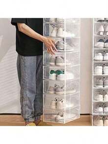 12 piezas/Set, 4 piezas/Set Cajas de almacenamiento apilables transparentes para zapatos, estantes plegables ahorradores de espacio, contenedores para zapatos deportivos, estantes de alta calidad para zapatos, cajas para zapatos - Multicolor - Ver 2