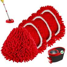 4pcs Mop Replace Head For O-Cedar, Chenille Mop Refills Spin Mop Heads Replacements Compatible With O-Cedar Easywring 1 Tank System For Cleaning Floor Glass Wall, Machine Washable And Reusable (Red) - 紅色 - 查看 8