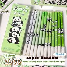 Panda/Capybara 12pcs Boxed Cute Animal Pattern Press Pens Thermal Erasable Gel Pens For Notes And Diaries 0.5mm Blue Ink, Large-Capacity Multi-Layer Pencil Case, Back To School Supplie Essentials Office Supplies Valentine's Day Gifts