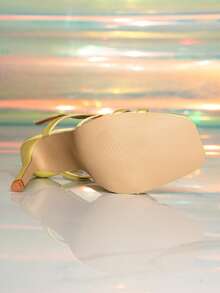 Women's Gold Criss-Cross Strap Super High Heel Sandals - Yellow - View 7