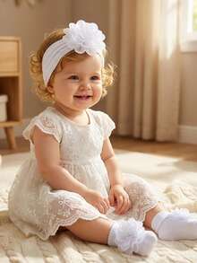 1 قطعة شريط رأس لطيف ولين بألوان الحلوى + زوج واحد من جوارب أطفال لطيفة مانعة للانزلاق بألوان الحلوى للزحف والمشي اليومي، بدون بطاقة ورقية - متعدد الألوان - مشاهدة 6