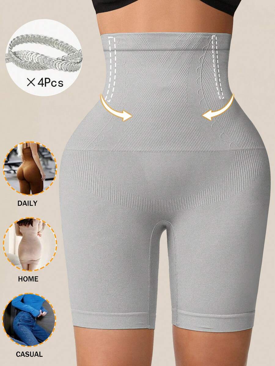 High Waist Tummy Control Panties Seamless Shaping Panties Waist Trainer Body Shaper Shorts Bottoms Slimming Sheath Panty Women Underwear Shapewear - Grey - View 1