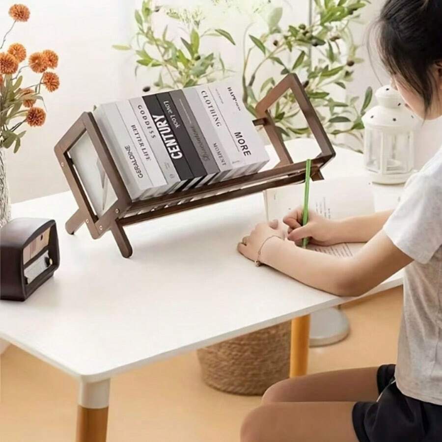 1pc Minimalist Unique Design Bookshelf, Desktop Small Storage Rack, Office Desk Organizer Box, Space Saving, Suitable For School, Home And Office - Multicolor - View 1