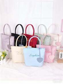 Custom Embroidered Handbags, Personalized Embroidered Handbags, Dopamine-Inducing Handbags, Student Essentials Bags, Lightweight And Portable, Perfect Gifts For Girlfriends, Best Friends, Or Bridesmaids. Customized Gift Bag - Multicolor - View 3