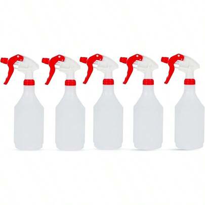 DCS Pack Of 5 Plastic Water Spray Bottles For Cleaning 750ml Hand Trigger Empty Spray Bottles For Gardening And Home Cleaning Heavy Duty Industrial Refillable Mist Spray Bottle Red