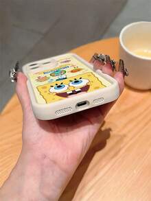 SPONGEBOB 1 styck stötsäkert telefonskal med mönster av tecknade blommor, hamburgare och SvampBob, kompatibelt med Samsung/kompatibelt med 17/16/15/14/13/12/11 Pro Max/12 Pro/14 Plus och andra modeller - Multifärgad - Visa 2