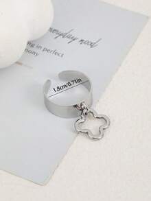 1 pièce Bague pendentif carré géométrique asymétrique à la mode, convient aux femmes comme cadeau, pour une fête, une réunion ou un port quotidien - Argent - Voir 5