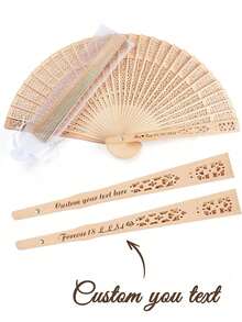定制折叠手扇，情人节装饰、婚礼个性化折叠手扇，夏季婚礼雕刻木扇，送给女友、男友、父母、妻子、丈夫、姐妹、兄弟的独特礼物，派对回礼，新娘送礼会礼物 - 彩色 - 查看 3