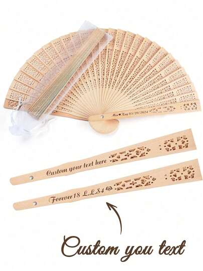 맞춤형 접이식 손 선풍기, 발렌타인 데이 장식, 결혼식, 여름 결혼식을 위한 조각된 나무 선풍기, 여자 친구, 남자 친구, 부모님, 아내, 남편, 자매, 형제, 파티 호의, 신부 샤워 선물용 맞춤형 접이식 손 선풍기