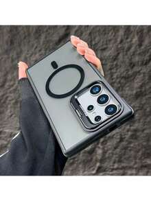 A Magnetic  Case With Anti-Slip Edge Strips And A Stand, Compatible With  17pro Max, Case 16 Promax, Case15, 14, 13, 12, 11 Plus Pro Max, And 17Air Series. It Adopts A Durable Double Protection Design, Featuring Anti-Slip, Shock Absorption, A Stand, And Wireless Charging Functions. It Is A Phone Case Suitable As A Gift For Halloween, Christmas, Or Other Festivals. - màu đen - Xem 31