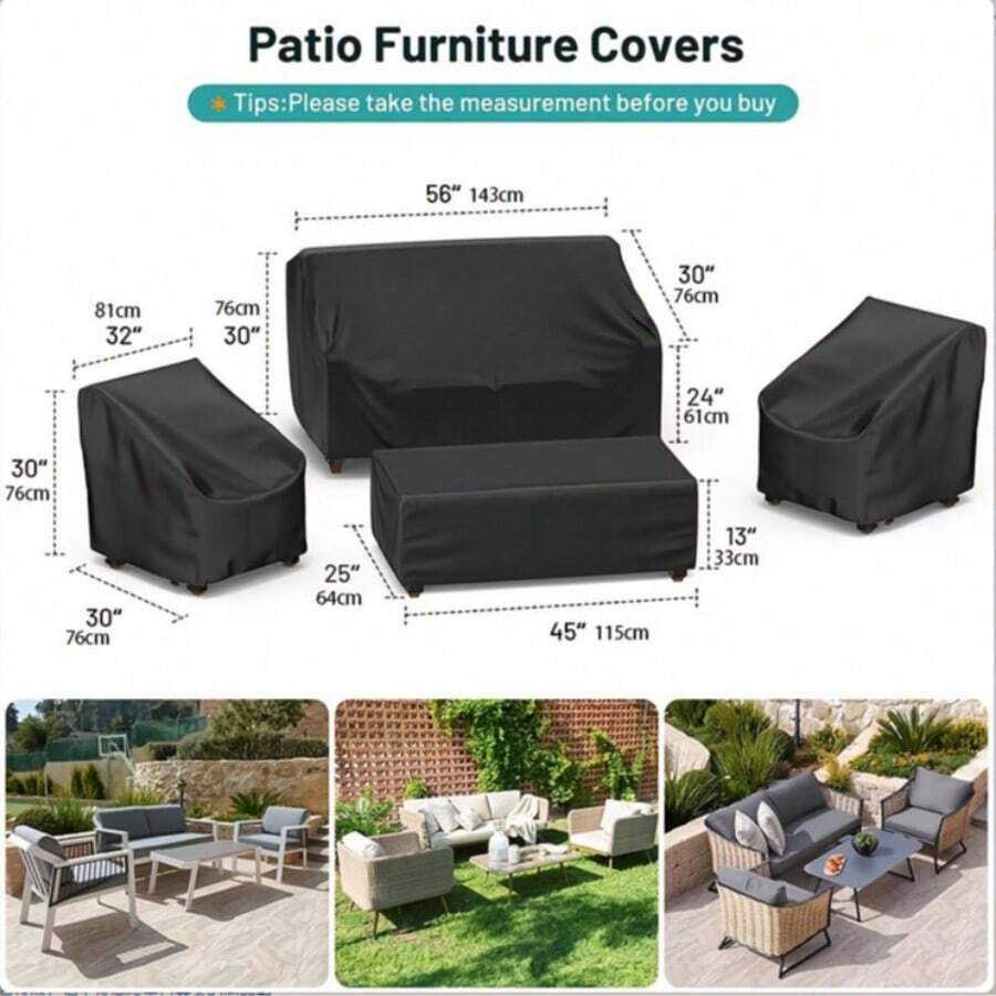 [1pc Waterproof Patio Furniture Covers] 1pc Heavy Duty Waterproof Patio Furniture Covers, Fabric Outdoor Sofa Protector Set, With Elastic Bands, For Lawn & Patio Use - Multicolor - View 1