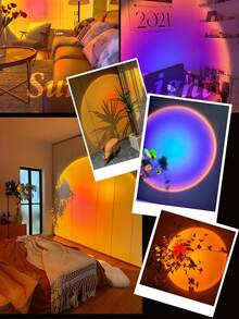 3 Pcs Remote Control Romantic Sunset Projection Lamp, 16 Color Modes Remote Switch, 180° Rotation, Large Expandable, USB Powered Sunset Projection Light, Suitable For Photography/Selfie, Party, Living Room, Bedroom, Wedding Decor (Small/Medium/Large) - Multicolor - View 8