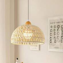 1pc Bohemian Style Paper Rope Lampshade, Rustic Hanging Lamp Shade, Woven Paper Rope Basket Ceiling Light Shade, DIY Pendant Light Shade, Suitable For Living Room, Kitchen Island, Dining Room Decor, Unique Home Decor Lampshade (Lamp Cord And Lamp Base Not Included) - Multicolor - View 10