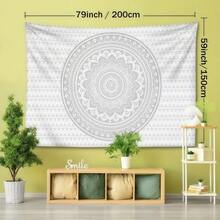 1 Peça Tapeçaria Mandala Cinza e Branca, Tema de Estilo Hippie Abstrato de Bruxaria, Adequada para Decoração de Sala de Estar, Quarto, Escritório, Acompanha Kit de Instalação, Decoração Doméstica, Decoração de Quarto, Presente de Decoração de Parede, Presente de Aniversário e Formatura - cinza branco - Visão 5