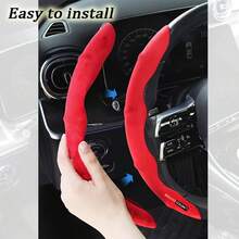 YAIUZGOO 1 Set Premium Velvet Breathable Anti-Slip Segmented Car Steering Wheel Cover, Fits All Vehicle Models - Multicolor - View 2