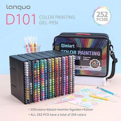 45/72/99/234 Colors Large Capacity Neutral Gel Pens, Acrylic Paint Markers, 0.6mm Broad Tip, Smooth & Stable Ink Flow, Suitable For Large Area Coloring And Student Art Creation | Rich And Vibrant Colors On Paper, Fabric, Wood | Great For Painting, Writing, Marking, DIY | Deluxe Gift Box Packaging, Ideal Back-To-School Gift