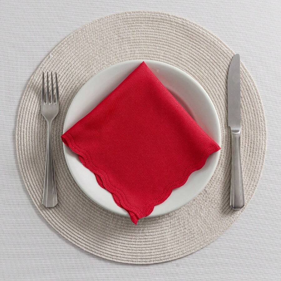 Fabric Napkin Set Of 50 Oxford Laser Finish - 紅色 - 查看 1