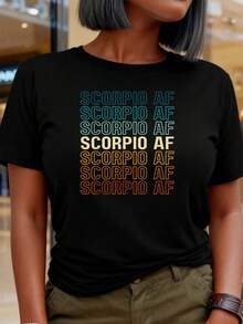 Retro Vintage Skorpion AF Geburtstag Sternzeichen Konstellation T-Shirt Damen T-Shirt Grafik T-Shirts Crop Tops Outfits Tops T-Shirt TK1Q - Schwarz - Übersicht 8